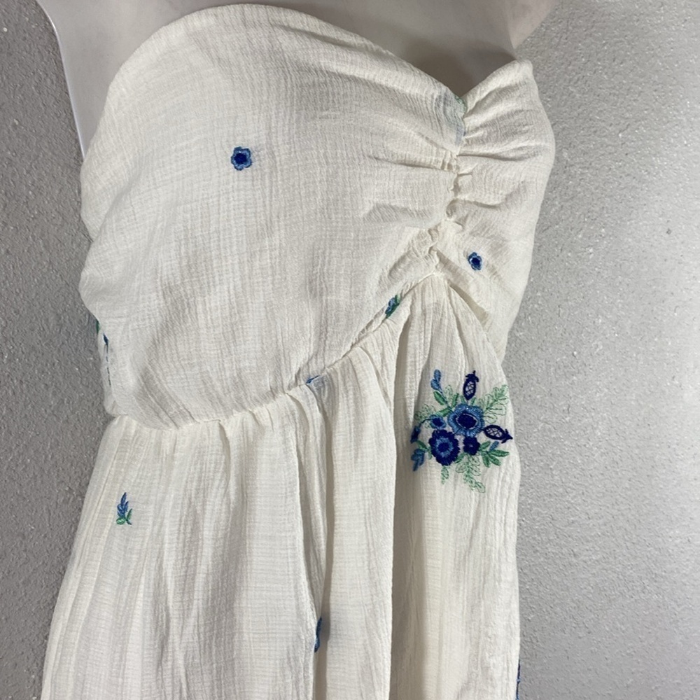 NWT SugarLips white blue floral embroidery strapless maxi dress XL - Picture 5 of 11